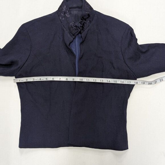 Vintage Handmade Women's Small/Medium Navy Blue Two Piece Pants Suit Set - Picture 5 of 12